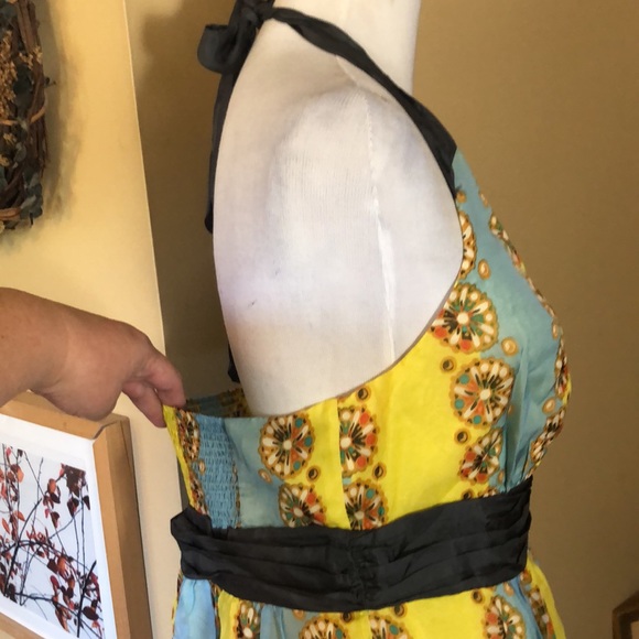 ANTHROPOLOGIE Moulinette Soeurs sz 12 Halter Dress 100% Silk TieNeck Mandela NEW - Picture 13 of 16